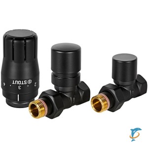 Комплект клапанов термостатических STOUT Design черный, прямой 1/2, SVTDK-0001-000015B  (SVTDK-0001-000015B)