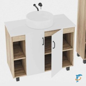 Тумба с раковиной и столешницей напольная Grossman "ФЛАЙ-100 см" дуб сонома/белая  (101001 + 501001 + GR-3013)