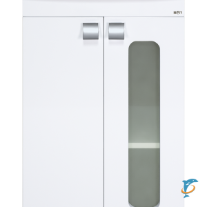 Тумба с раковиной Misty Урал 50 прямая со стеклом  (Э-Ура-01050-021Н+Misty_S-UM-COM50/1-w)