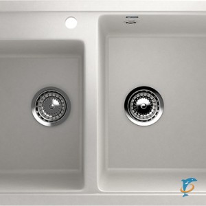 Двухсекционная мойка с отверстием под смеситель ULGRAN U-200 молочный (U-200-341)