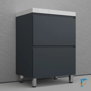 Тумба с раковиной напольная Style Line Манхэттен 60, графит  (ЛС-00002378+СС-00002467)