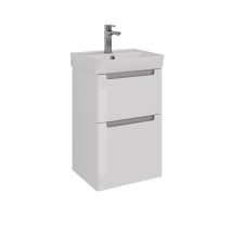 Тумба Lemark BUNO 45 см под 1 раковину, подвесная/напольная, 2 ящика, цвет корпуса, фасада: Белый глянец — 