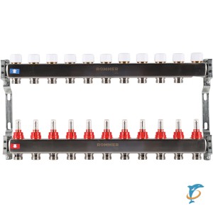 Коллектор из нержавеющей стали с расходомерами ROMMER 11 вых. RMS-1200-000011 (RMS-1200-000011)