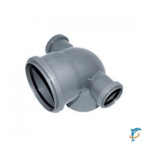 Отвод канализационный 110-50-90 с 2-мя выходами на Ф50 ( Политек)  (О-110-50-90 с 2-мя выходами на Ф50)