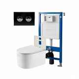 Инсталляция пневм Point Элемент П PN45121 + Клавиша уст в стену черн/хром +Унитаз Омега PN41902 — 