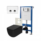 Инсталляция пневм PointЭлемент П PN45121+Клавиша Венера бел/хрPN44071WC+Унитаз Меркурий чёрн мат — 