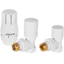 Комплект клапанов термостатических STOUT Design белый, угловой 1/2, SVTDK-0002-000015W &mdash; 