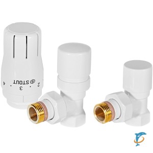 Комплект клапанов термостатических STOUT Design белый, угловой 1/2, SVTDK-0002-000015W  (SVTDK-0002-000015W)