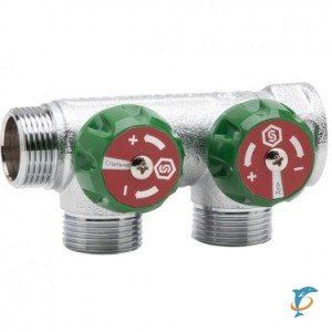 STOUT Коллектор регулирующий 3/4", 2 отвода 1/2" плоское уплотнение (SMB-6849-011202)