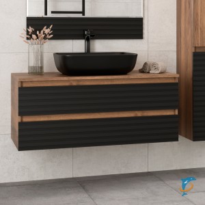 Тумба с раковиной Brevita Dakota 100 подвесная черная  (DAK-09100-19/02-2Я+Misty_MLN-320328MB)