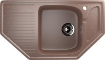 Угловая односекционная мойка с отверстием под смеситель ULGRAN U-109 терракот — 