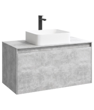 Тумба с раковиной Aqwella 5 Stars Mobi 100 подвесная бетон светлый (раковина Олимпия 560) — 