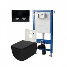 Инсталляция пневм PointЭлемент П PN45121+Клавиша Венера чр/хр PN44071BC+Унитаз Меркурий чёрн мат — 