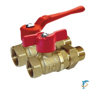 Кран шаровой латунный 11Б27П1 с нак. гайкой, 3/4 г/ш, бабочка, рычаг «Американка» (G3/4-В)