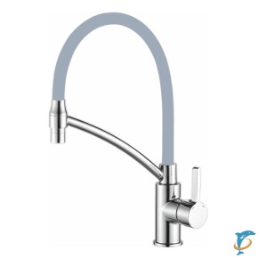 Смеситель для кухни HAIBA HB73643-3 гибкий излив, латунь, серый/хром  (HB73643-3)