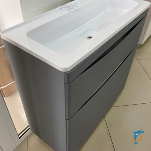 Тумба с раковиной El Fante Бергамо мини 60 Люкс антискрейтч серый, PLUS подвесная 2 ящика  (СС-00002317+СС-00002295)