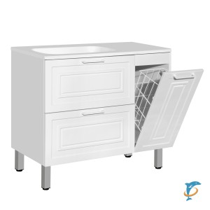 Тумба с раковиной Style Line Альба 90 с 2 ящиками, корзиной, левая  (ЛС-000010052+СС-00002281)