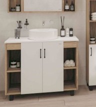 Тумба с раковиной и столешницей напольная Grossman &quot;ФЛАЙ-100 см&quot; дуб сонома/серая — 