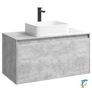 Тумба с раковиной Aqwella 5 Stars Mobi 100 подвесная бетон светлый (раковина Триумф)  (MOB0110BS+MOB0710BS+641266)