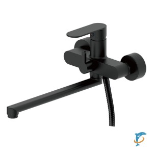 Смеситель для ванны HAIBA HB22590-7 длинный излив, латунь, черный  (HB22590-7)