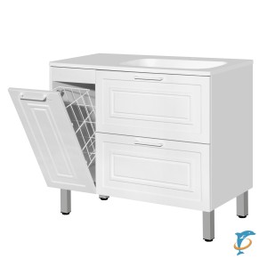 Тумба с раковиной Style Line Альба 90 с 2 ящиками, корзиной, правая  (ЛС-000010054+СС-00002252)
