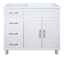 Тумба с раковиной Misty Купер 90 с 4 ящ. белая правая — 