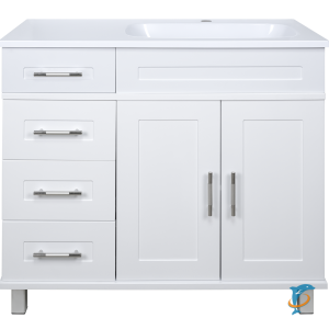Тумба с раковиной Misty Купер 90 с 4 ящ. белая правая  (П-Куп01090-0124ЯП+ФР-00003478)