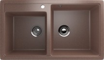 Двухсекционная мойка с отверстием под смеситель ULGRAN U-200 терракот — 