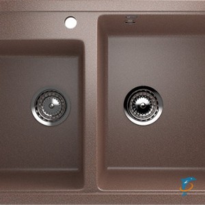 Двухсекционная мойка с отверстием под смеситель ULGRAN U-200 терракот  (U-200-307)