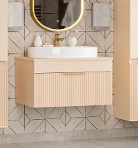 Тумба с раковиной Brevita Enfida 70 подвесная 1 ящик, бежевая — 