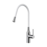 Смеситель OMOIKIRI Yatomi-BN-WH для кухни, нержавеющая сталь/белый шланг — 