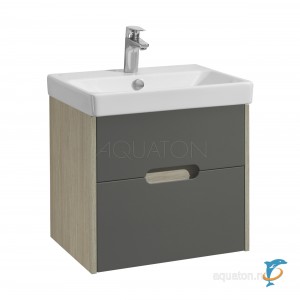 Тумба с раковиной Aquaton Оливия 55 грей, дуб ойстер (1A254201OLUG0 + Aquaton_1WH501620)