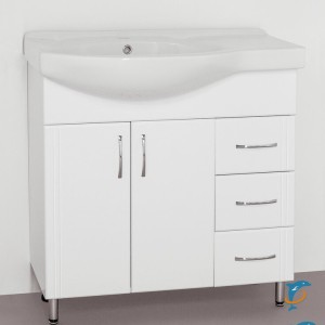 Мебель для ванной Style Line Эко Стандарт 25 (3 ящ.) 80 (раковина умывальник Коралл 82, правая)  (ЛС-00000109 + 1.WH11.0.228 + ЛС-00000125)