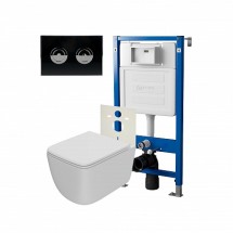 Инсталляция пневм Point Элемент П PN45121+Клавиша уст в стену чер/хром+Унитаз Меркурий PN41831WM — 