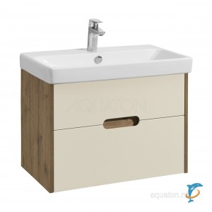 Тумба с раковиной Aquaton Оливия 70 бежевый, дуб велл  (1A254301OLVG0 + Aquaton_1WH501628)
