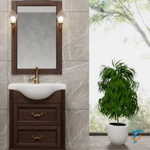 Тумба с раковиной ValenHouse Эллина 65/2 кальяри, фурнитура золото  (E265_ТКЗ+Классик 650)