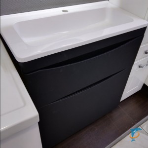 Тумба с раковиной El Fante Бергамо мини 70 Люкс антискрейтч черный, PLUS подвесная 2 ящика  (СС-00002321+СС-00002296)