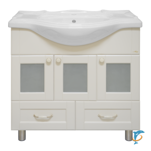 Тумба с раковиной Misty Латте 85 с 2 ящиками бежевая (П-Лат01085-0322Я+Misty_191676)