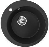 Круглая мойка с отверстием под смеситель ULGRAN U-405 ультра-черный — 