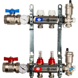 Stout Коллектор из нержавеющей стали в сборе с расходомерами 2 вых.  (SMS 0907 000002)