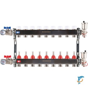 Коллектор из нержавеющей стали в сборе с расходомерами ROMMER 9 вых. RMS-1210-000009  (RMS-1210-000009)