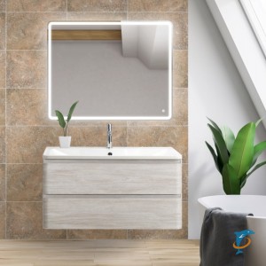 Тумба с раковиной подвесная с двумя выкатными ящиками ALBANO-900-2C-SO-RVB  (ALBANO-900-2C-SO-RVB + BB900/455-LV-MR-ALR)