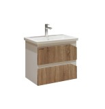 Тумба для комплекта подвесная Grossman &quot;ИНЛАЙН-60 см&quot; с 2-я ящ.белая/дуб сонома(ум.Фостер-60) — 