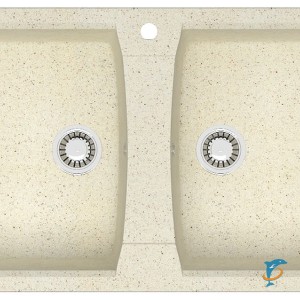 Кухонная мойка AZARIO Elmas 780х500х190 двойная, искусственный мрамор, цвет светло серый (CS00078335)  (CS00078335)