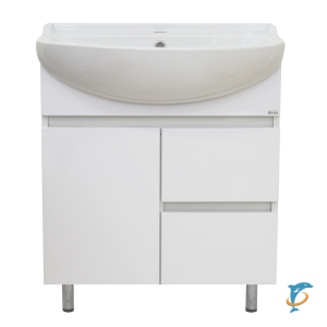 Тумба с раковиной Misty Амур 70 напольная белая 2 ящика (Э-Аму01070-0111Я + Misty_1.WH20.7.776)
