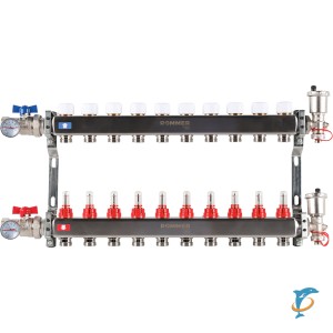 Коллектор из нержавеющей стали в сборе с расходомерами ROMMER 10 вых. RMS-1210-000010 (RMS-1210-000010)