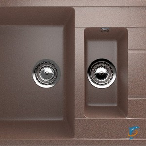 Двухсекционная реверсивная мойка ULGRAN U-205 терракот  (U-205-307)