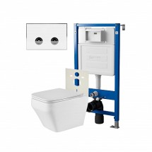 Инсталляция пневм Point Элемент П PN45121 + Клавиша бел/хром PN44071WC + Унитаз Аврора PN41101 — 