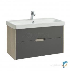 Тумба с раковиной Aquaton Оливия 90 грей, дуб ойстер (1A254401OLUG0 + Aquaton_1WH501629)