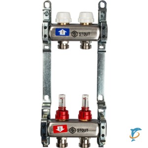 Stout Коллектор из нержавеющей стали с расходомерами 2 вых. (SMS 0917 000002)